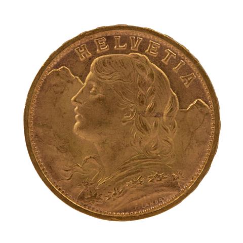 Schweiz/GOLD - 20 Franken Vreneli 1949 B,