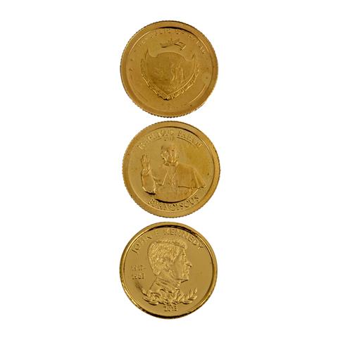 3 Kleinmünzen aus Gold, insgesamt