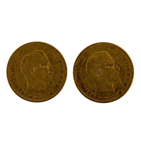 2 x Historisches Frankreich in Gold - 10 Francs 1856/1857/A,