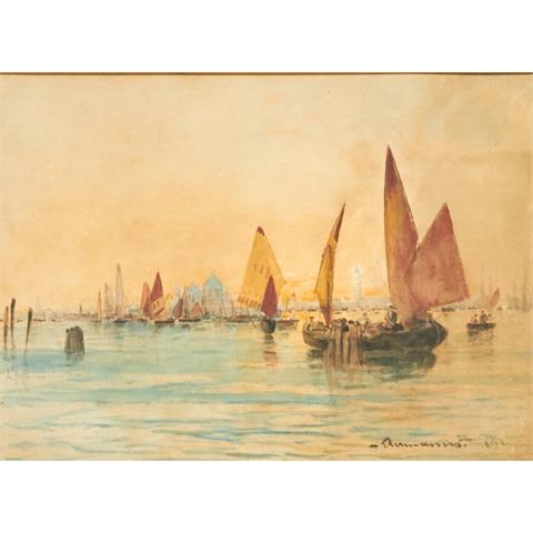 EHRMANNS, THEODOR von (1846-1923), "Segelboote auf dem Canal Grande vor Venedig",