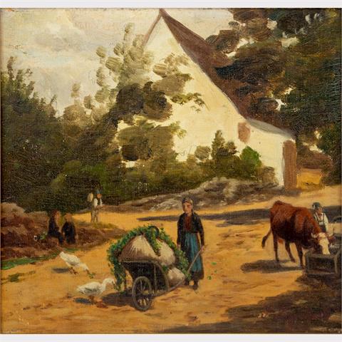 KORNBECK, JULIUS (1839-1920), "Bauern vor dem Haus",