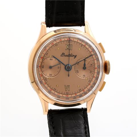 Vintage Chronograph Two Tone Salmon dial, signiert "Breitling". Herrenuhr, ca. 1950er Jahre.