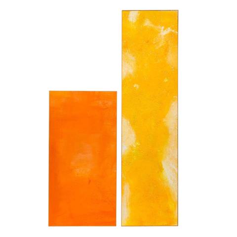 LISCHER, MAX (Künstler 20./21. Jh.), PAAR abtrakte Kompositionen "Gelb" und "Orange",
