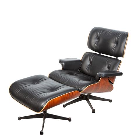 RAY & CHARLES EAMES "Lounge Chair mit Ottomane"
