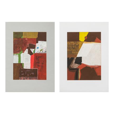 REICHLE, PAUL (1900-1981), 2 Abstrakte Kompositionen mit Textcollagen,