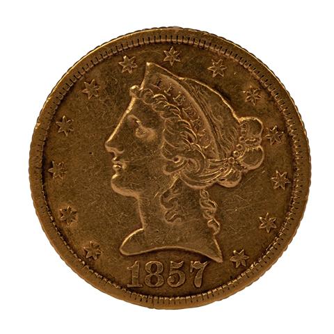 USA/GOLD - 5 Dollars 1857 Liberty Head,