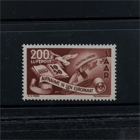 Saarland Europarat 1950, Kat.-Wert 800,-€