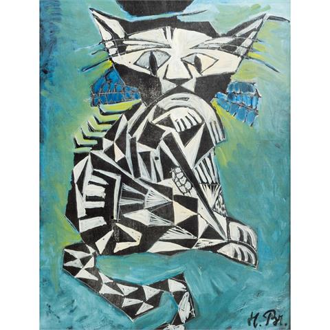 MONOGRAMMIST H. Br. (Maler/in 20. Jh.), "Schwarz-weiße Katze",