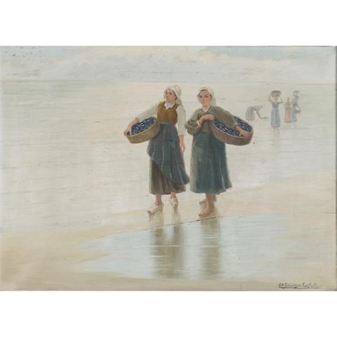 SIMONSON-CASTELLI, ERNST OSKAR (1864-1929), "Muschelsucherinnen am Strand",