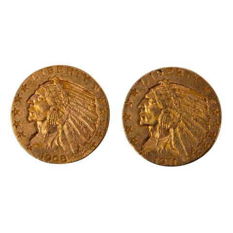 USA /GOLD - 2 x 5 Dollars Indian Head