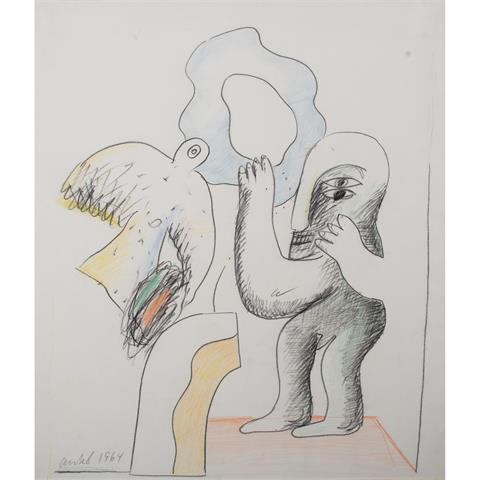 ANTES, HORST (1936) "Kopffüßler mit Wolke und Taube" 1964