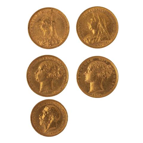 Viktorianische Sovereigns/GOLD - 4 x 1 Sovereign