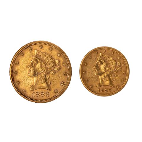 USA/GOLD - 10 Dollars 1889 + 5 Dollars 1897,