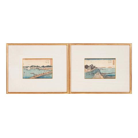 Paar HIROSHIGE Farbbholzschnitte, JAPAN, 1840er Jahre: