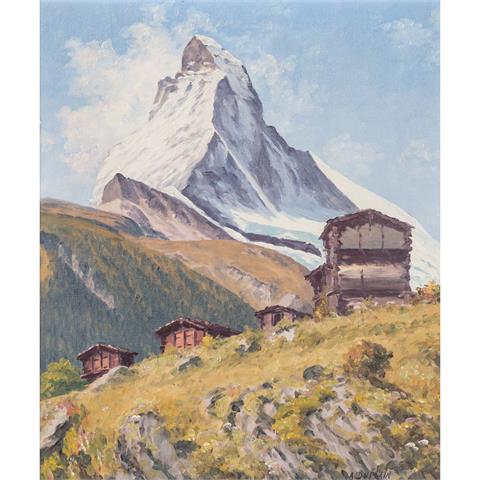 DUPLAIN, AMI-FERDINAND (1893-1966) "Blick auf einen Stadel und das Matterhorn"