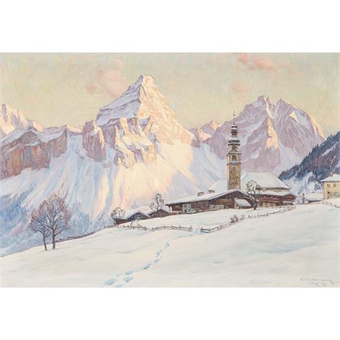 KETTEMANN, ERWIN (1897-1971), "Alpenglühen in Lermoos, Tirol, mit Sonnenspitze",