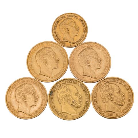 Preussen/GOLD - 5 x 20 Goldmark und 1 x 10 Goldmark:
