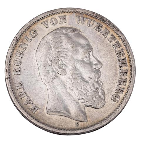 Deutsches Kaiserreich / Württemberg - 5 Mark 1876,