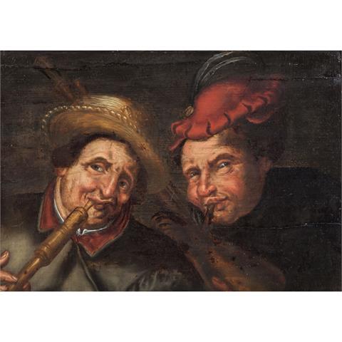 HUYS, Pieter; ATTRIBUIERT/UMKREIS (P. H.: auch Huijs, 1519-1584), "Zwei Dudelsackpfeifer",