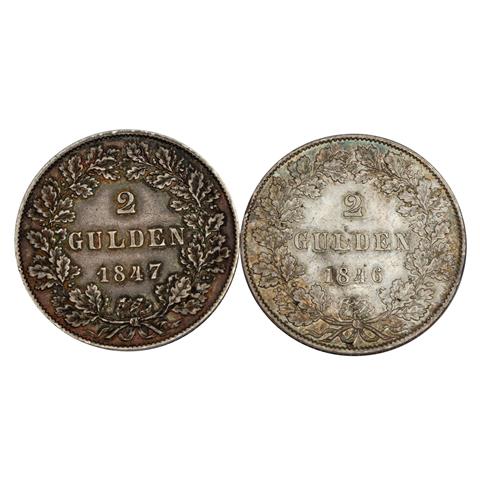 2 x Freie Stadt Frankfurt - 2 Gulden 1846/1847,
