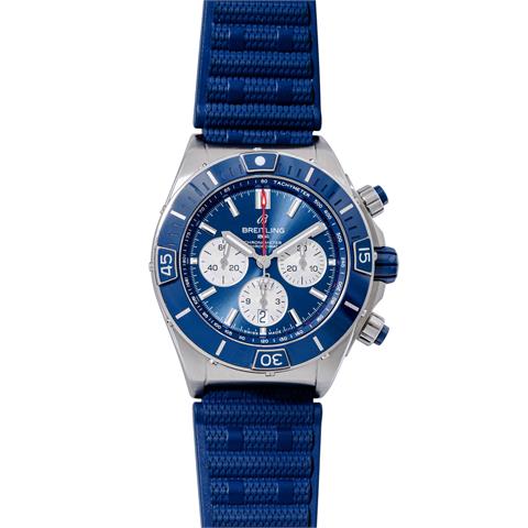 BREITLING Super Chronomat "Blau", Ref. AB0136161C1S1. Herrenuhr. Aktueller Neupreis: 8.150,- Euro.