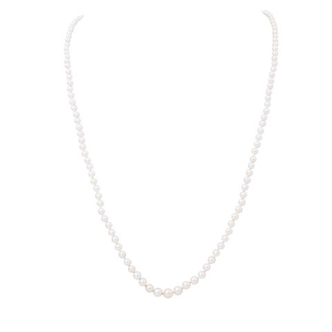 Feine Perlenkette mit Smaragd-Diamant-Schließe