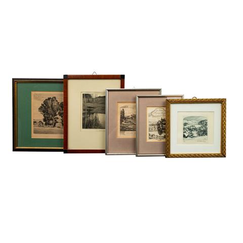 HOLLENBERG, FELIX (1868-1945), 5 Graphiken: Landschaft und Ex Libris,