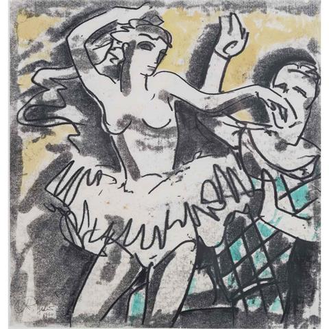 YELIN, RUDOLF II (1902-1991), "Tänzerin und Harlekin",