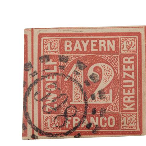 Altdeutschland / Bayern - 1858, 12 Kreuzer, entwertet durch