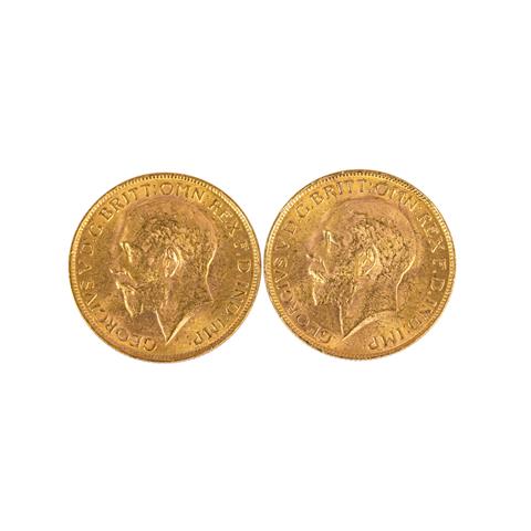 Großbritannien - Georg V, 2 x 1 Sovereign 1927 /GOLD,