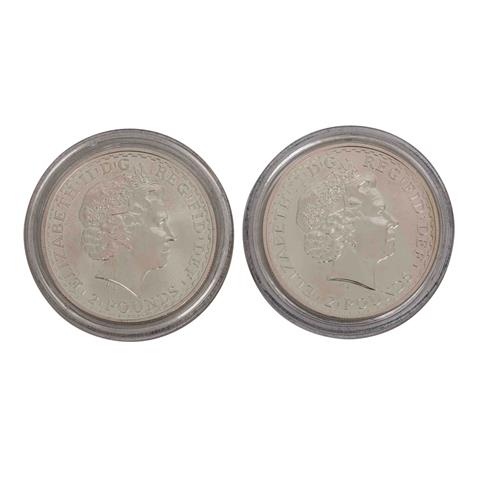 Großbritannien /SILBER - 2 x 2 Pfund, jeweils 1 oz 2002, 2004