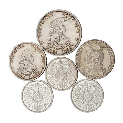Deutsches Kaiserreich - Konvolut von 6 Münzen: