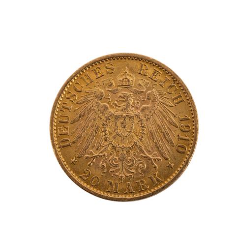 Dt. Kaiserreich /GOLD, Preussen, 20 Mark 1910 A