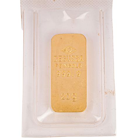 GOLDbarren – 20 g GOLD fein, Goldbarren, Hersteller Degussa,