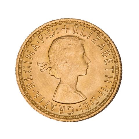 Großbritannien /GOLD - Elisabeth II mit Schleife, 1 Sovereign 1967,
