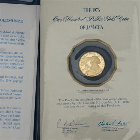 Jamaica /GOLD - 100 Dollar Admiral Horatio Nelson 1976