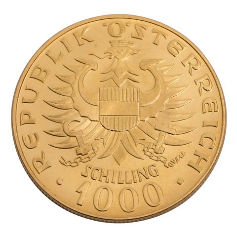 Österreich/GOLD - 1000 Schilling Babenberger 1976,