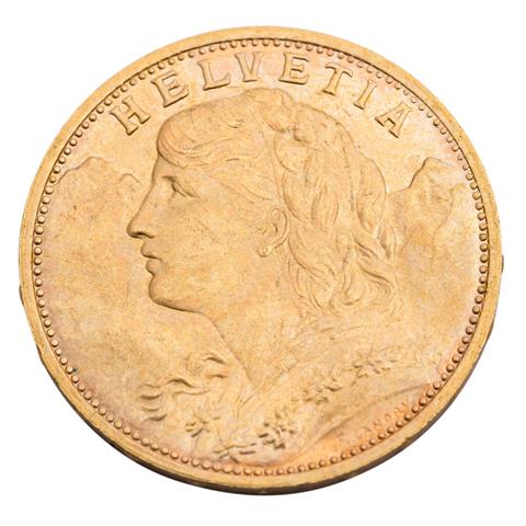 Schweiz/GOLD - 20 Franken 1935/LB, Vreneli, vz,