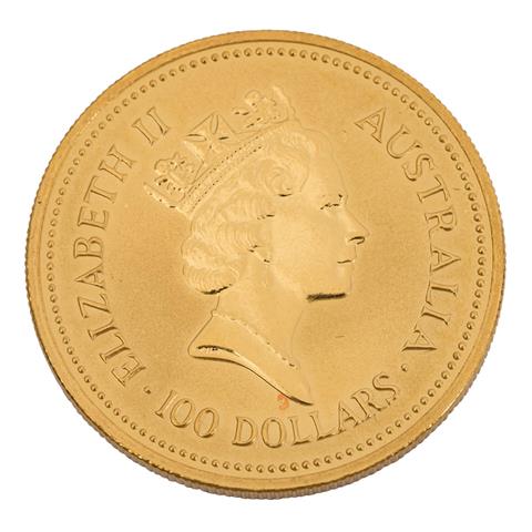 Australien /GOLD - 100 Dollars 1987, Motiv Welcome Stranger 1869, 1 Unze Gold,