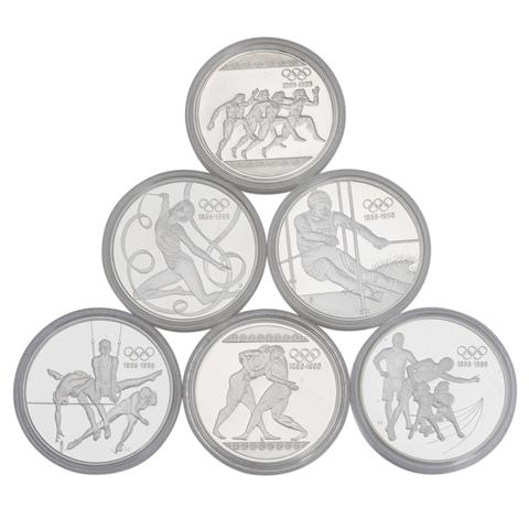 Olympische Spiele 1896-1996 /SILBER - 6 Münzen in PP