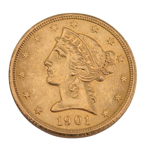 USA - 5 Dollars 1901/S, Half Eagle,