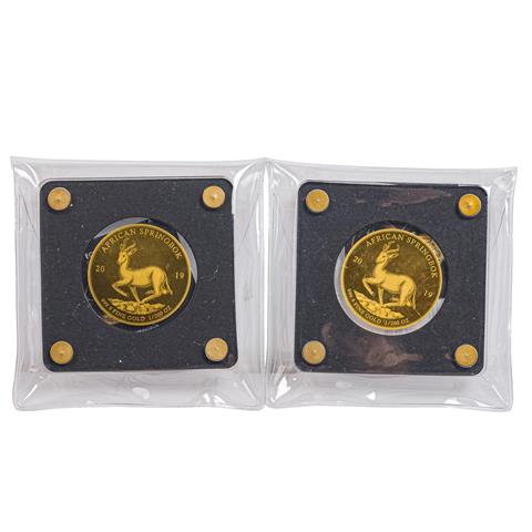 Republik Tschad / GOLD - 2 x 5.000 Francs 2019, Motiv Springbock,