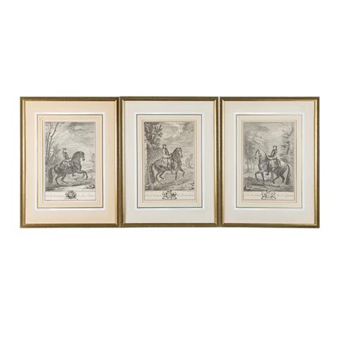 PARROCEL, CHARLES, nach  (Ch. P.: 1688-1752), 3 Portraits Adliger zu Pferd: