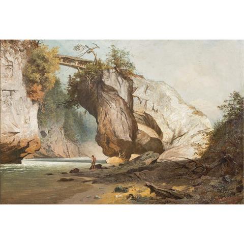 BLÄTTERBAUER, THEODOR (1823-1906) "Fischer am Gebirgefluss"