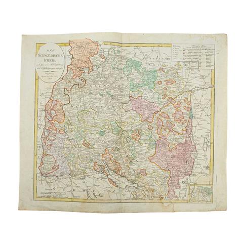 Landkarte Herzogtum Württemberg, handkolorierter Kupferstich, 19.Jh. -