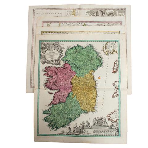 Irland, Schottland, England, 4 handkolorierte Kupferstichkarten, 18./19.Jh. -