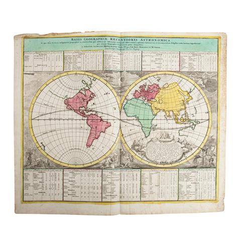 Astronomische Weltkarte, handkolorierter Kupferstich 18./19.Jh. -