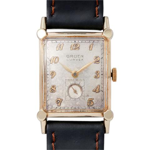 GRUEN Vintage Precision Curvex, Ref: 370-642. Armbanduhr. Ca. 1950er Jahre.