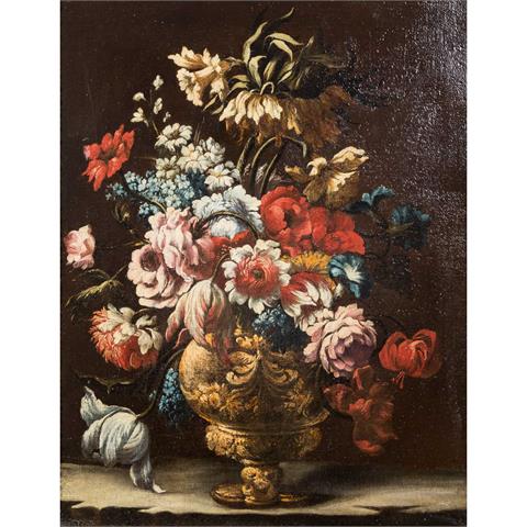 PÉREZ, BARTOLOMÈ, 1634-1693, ZUGESCHRIEBEN, "Großer Blumenstrauß in vergoldeter Vase"