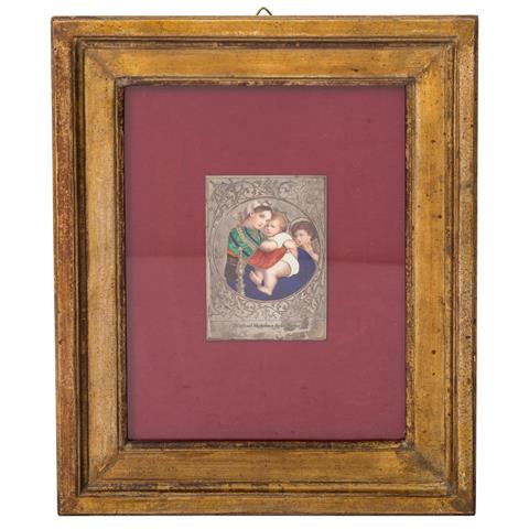 Silberplatte mit Emaille 'Madonna della Sedia' (nach Raphael)
